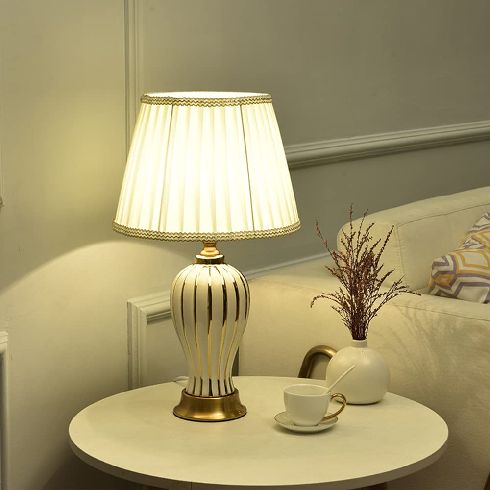 E27 moderne Tischlampe Wohnzimmer Schlafzimmer Nachttischlampe Keramik dekorative Beleuchtung Tischlampe (Glühbirne nicht enthalten) (Weiß)