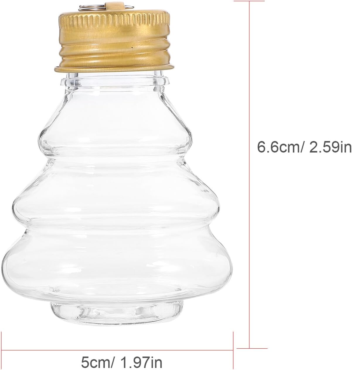 Beavorty 10pcs Christmas Tree Shaped Candy Bottles with Gold Caps 50ml Reusable Juice Containers Portable Beverage Storage for Holiday Party Decorations