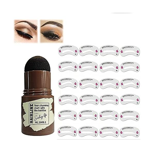 Eyebrow-Stamp-Waterproof-Brow-Stamp-Shaping-Kit-Eyebrow-DefinerWith-24-Reusable-Eyebrow-Stencils-Hairline-Shadow-Powder-Stick-Black-brown Eyebrow Stamp Waterproof, Brow Stamp Shaping Kit Eyebrow Definer,With 24 Reusable Eyebrow Stencils, Hairline Shadow Powder Stick (Black brown)