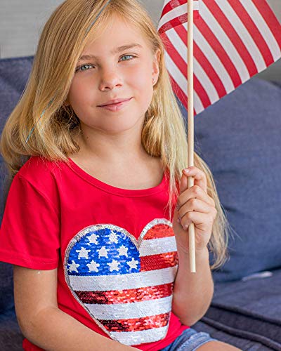 Image of 4th of July Shirts for Girls Patriotic American Flag Kids Clothing