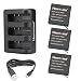 AZ16-1 Newmowa Replacement Battery (3-Pack) and 3-Channel USB Charger for Xiaomi YI AZ16-1 and Xiaomi Yi 4K,Yi 4K+,Yi Lite,YI 360 VR Action Camera(Not for Discovery Version)