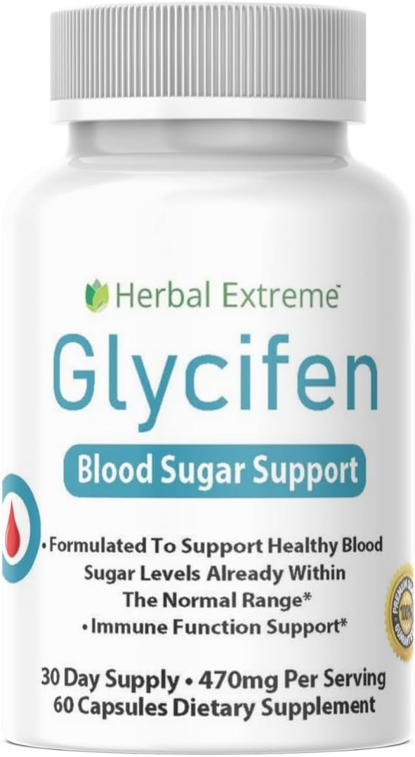 Glycifen 60 Capsules, 470mg, Magnesium, Zinc, Chromium, Manganese, Banaba Leaf Extract, Guggul Resin, Licorice Root Extract, Cinnamon Powder, Gymnema Sylvestre Extract and More