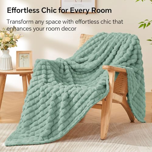 Image of BEDELITE Sage Green Fleece Throw Blanket for Couch, 50x60 Inches