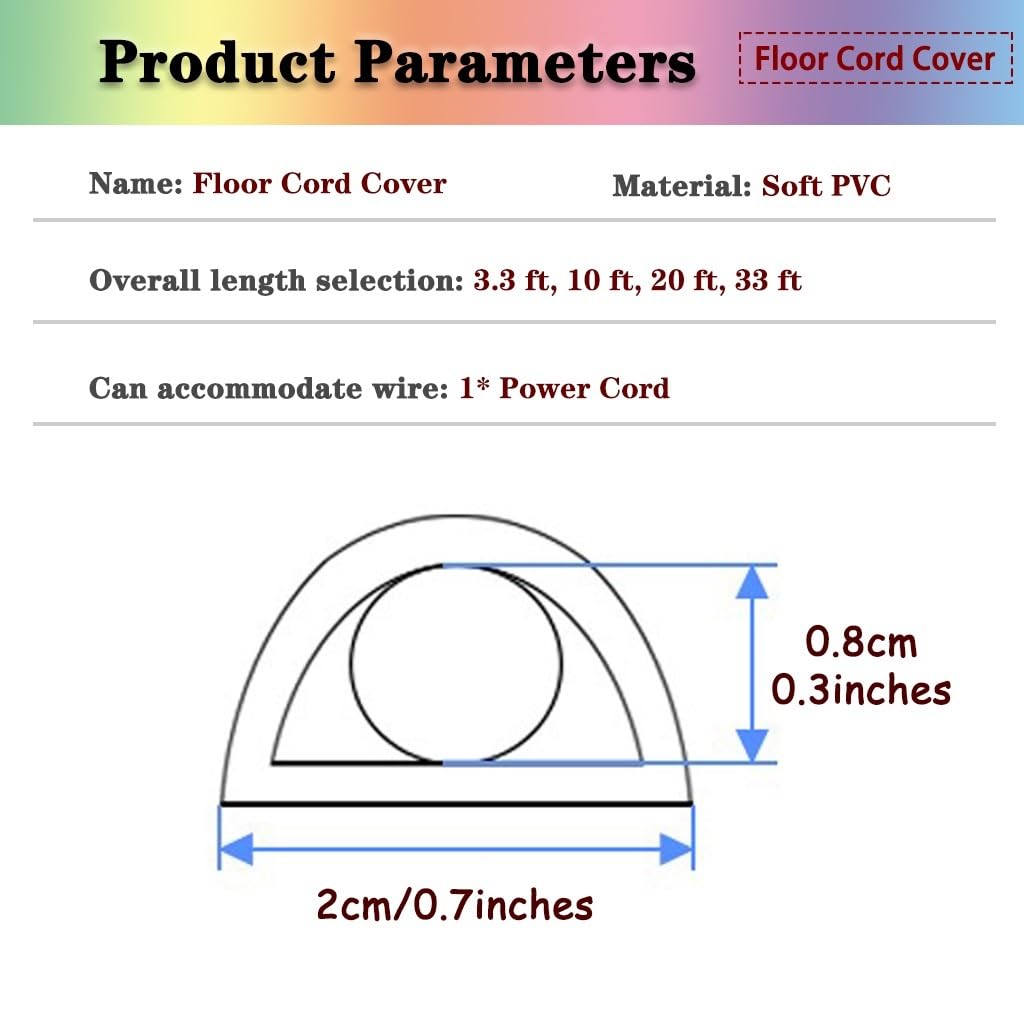 Copertura Cavi a Pavimento Larghezza 2 Cm Canalina Pavimento Copertura Cavi A Pavimento, Protezione Per Cavo A Pavimento Di PVC Morbido Resistente, Per Casa, Ufficio, Garage