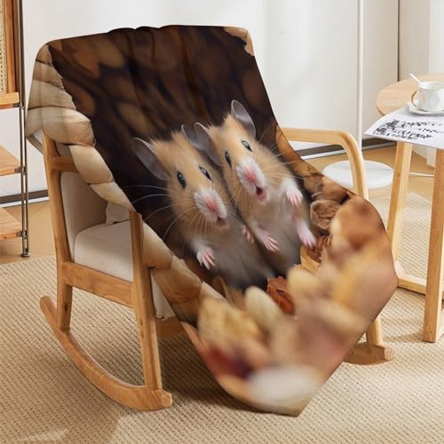 Couverture jeté flannel douce plaid chaud hamster pour sofa - 5