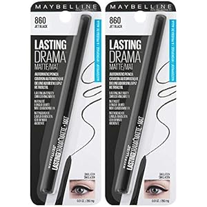 Maybelline Eyestudio Lasting Drama Waterproof Matte Gel Pencil Black Eyeliner Makeup, Jet Black, 2 Count