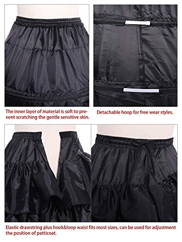 Women's Crinoline Petticoat 4 Hoop Skirt 5 Ruffles Layers Ball Gown Half Slips Underskirt For Wedding Bridal Dress White #TOP6