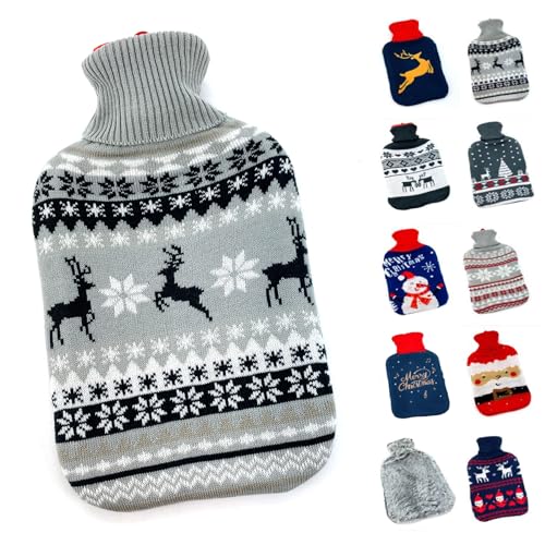 heimtexland ® Wärmflasche mit Soft Strick Bezug waschbar Motiv Geschenk Weihnachten Fell Norweger Wärmkissen Wärmeflasche 1,6 ltr Typ857 Norweger...