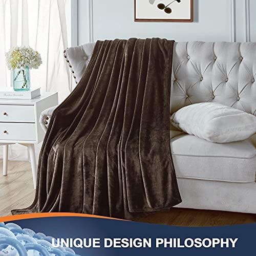 Walensee Fleece Blanket Plush Throw Fuzzy Lightweight (Throw Size 50X60 Brown) Super Soft Microfiber Flannel Blankets For Couch, Bed, Sofa Ultra Luxurious Warm And Cozy For All Seasons #TOP3