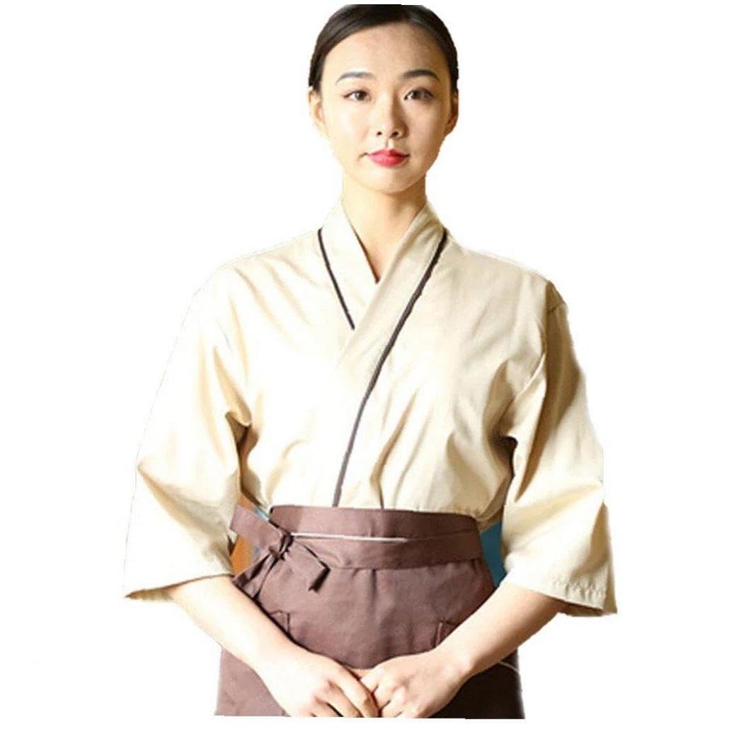 Amazon.co.jp: 着物 ウェイター 作業着 トップス 和風 料理人 制服