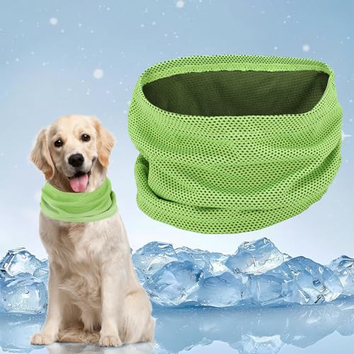 Kühlhalsband für Hunde, Kühlendes Halstuch Hund, Atmungsaktiv Hund Halstücher Kühlend Wärmeableitung Bandana Hunde Cool Komfortabel Kühlhalsband für Sommer (Grün-L)