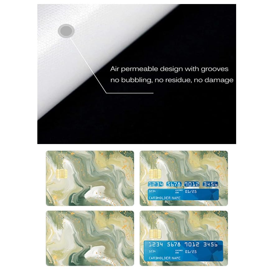 Debit Card Skin Sticker Compatible for Debit Card, Credit Card,Transportation Card,Key Card, Vinyl Matte Decal No Bubble, Slim, Waterproof,Protector Skin Marble (Green)2