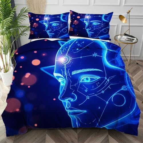 Housse de couette 220x240 maquillage bleu 3 pièces en microfibre de qualité - 2