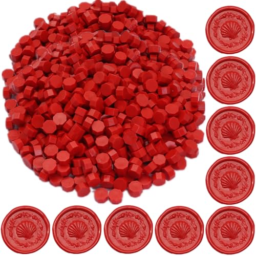 Wax Seal Beads, 400Pcs Sealing Wax Beads, Octagon Wax Sealing Beads, Red Sealing Wax Beads Set for Wax Seal Stamp, Gift Wrapping, Letter Sealing (Red)