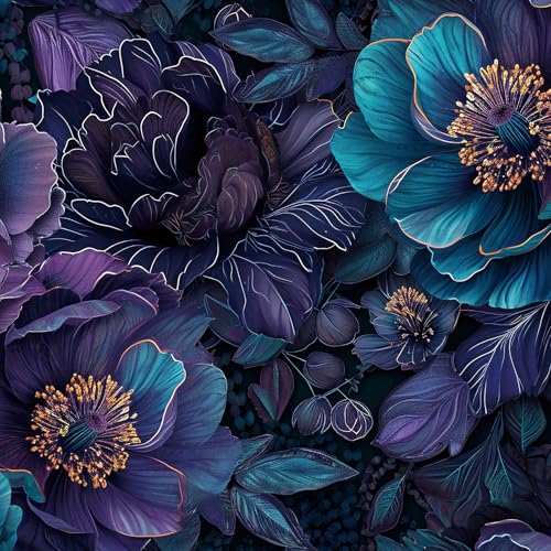 ReWallpaper Dark Floral Peel and Stick Wallpaper Removable Luxury Navy