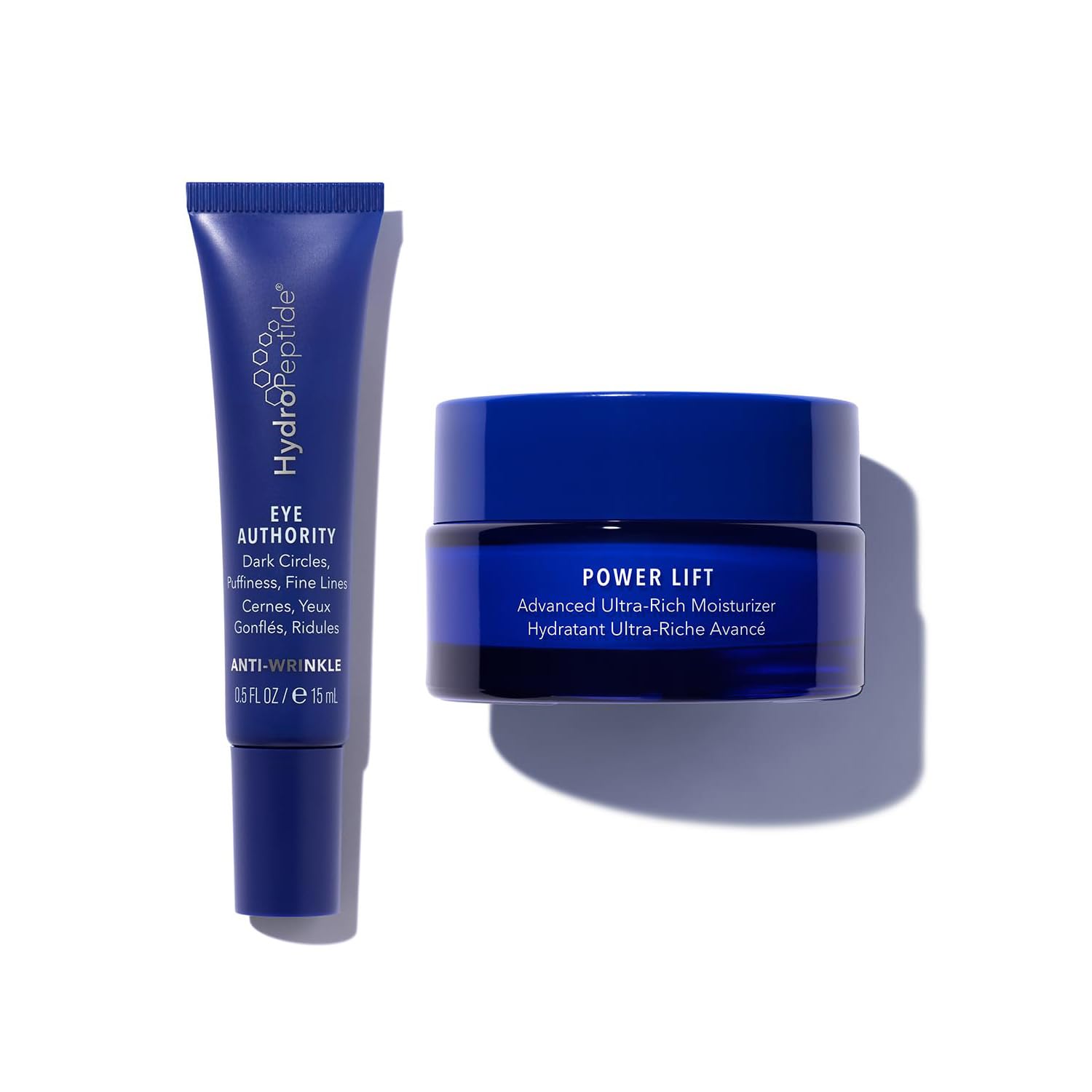 HydroPeptideEye Authority and Power Lift Advanced Ultra-Rich Moisturizer Bundle, (0.5 Ounce and 1 Ounce)
