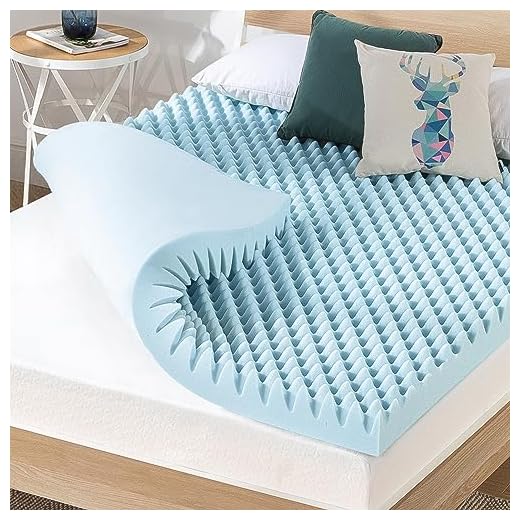 Best Price Mattress 4 Inch Egg Crate Memory Foam Mattress Topper with Cooling Gel Infusion, CertiPUR-US Certified, Queen, Light Blue (ECMF-GM4Q)