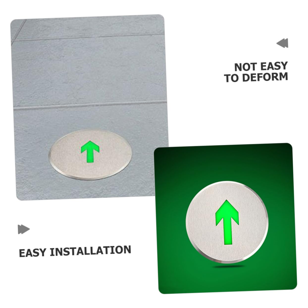 Cartello Uscita di Emergenza Rettilineo Autoilluminante in Acciaio Inox | Alta Luminosità, Installazione Semplice, per Indicazione di Evacuazione in Hotel e Uffici