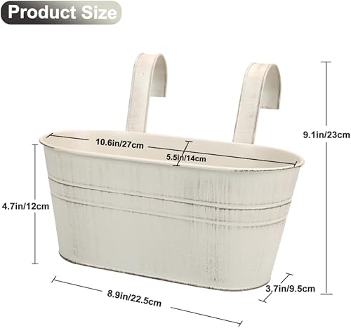 Miniatura 2 de Sporgard 2 macetas colgantes de hierro de metal de 10.6 pulgadas para valla de barandilla, balcón, jardín, decoración del hogar, soportes para