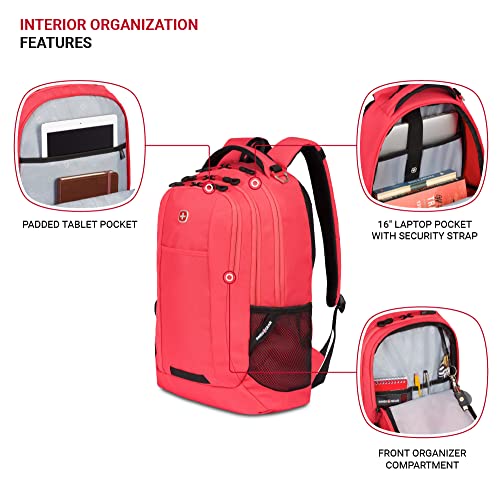 Image of SWISSGEAR Cecil 18-Inch Laptop Backpack Fits 16-Inch Laptop, Travel Daypack with Organizer Pockets, Water Bottle Holders & Padded Straps - Teaberry