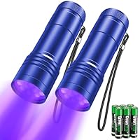 kizplays UV Taschenlampe 2 Stück Mini UV Schwarzlicht Taschenlampe mit 12 LEDs, Ultraviolettes Licht mit 395nm für Geocaching, Heimtierurindetektoren, Haustiere Urin-Detektor usw. (Blau)