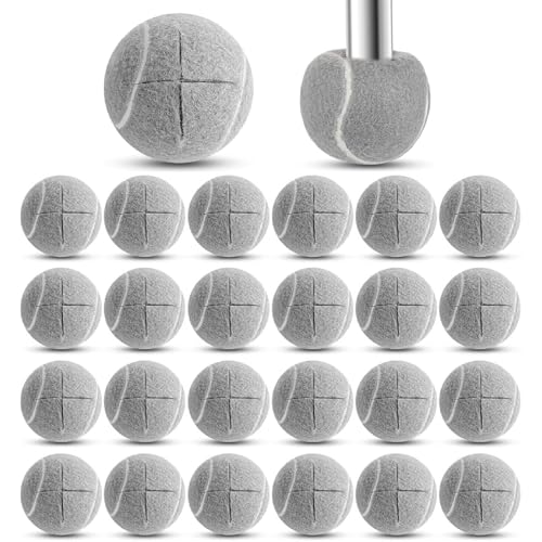 Macarrie 24 Pcs Precut Tennis Balls for Furniture Legs and Floor Protection Chairs Desks Furniture Tennis Balls for Chairs Feet Long Lasting Foot Covers (Gray)