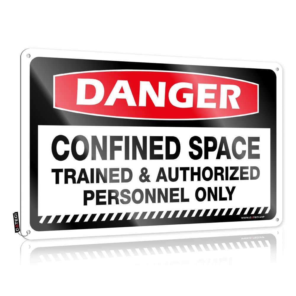 Funny Kitchen Decor Danger Confined Space Trained & Authorized Personnel Only Tin Sign Outdoor Bar Decor Funny Coffee Signs(20X30CM)