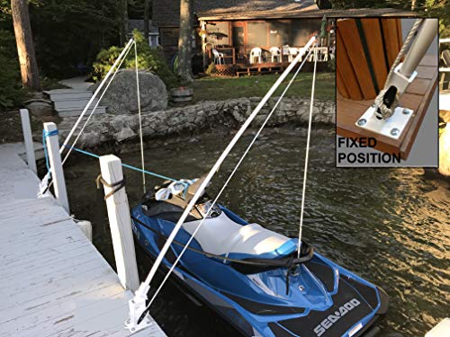 Mooring Whips for jet skis by General Marine this model has poles that swivel .So coming and going from your dock the poles and line do not interfer with you and your jet ski. Solid 1