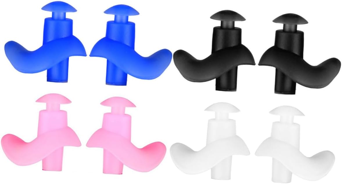 Waterproof Swimming Ear Plugs for Adults, Reusable Silicone 4 Pairs | Ergonomic Mushroom Design, Blocks Water Entry, Suitable for Water Skiing, Surfing, and Daily Swimming Use