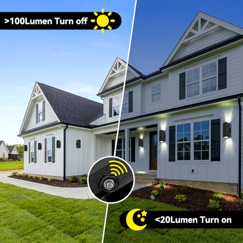 Image of 2-Pack Exterior Wall Light Fixtures, Outdoor Waterproof Wall Sconce with Dusk to Dawn Photocell Sensor, Modern Porch Lights Outdoor for Patio Entryway Front Door