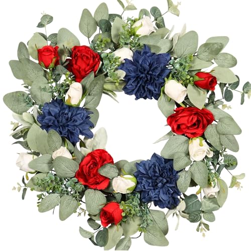 Pudate 22IN Spring Summer Wreath Patriotic Wreath...