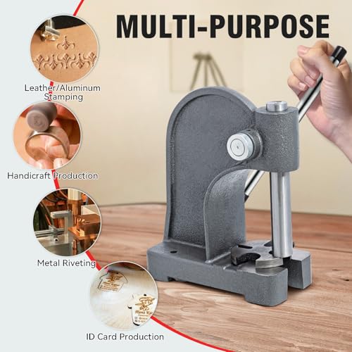 Image of CXRCY Arbor Press 1 Ton Round Ram, Cast Iron Heavy duty Upgraded Manual Arbor Press 1 Ton, 5.5 inch Maximum Height, Desktop Arbor Press, Metal Punch Press Machine for Stamping Bending Forming Stretching