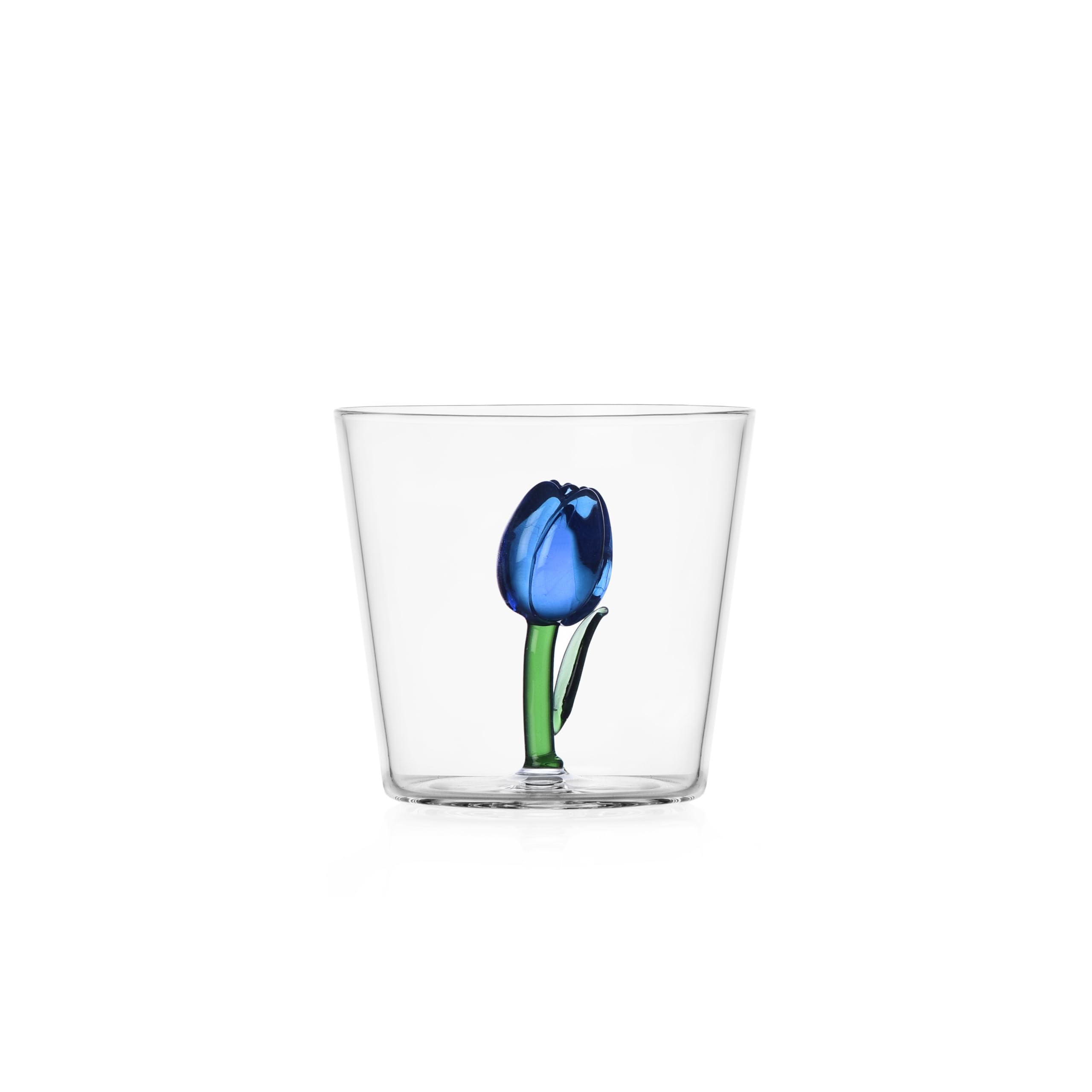 Ichendorf Milano Botanica Collection Blue Tulip Tumbler, 30 cl, Borosilicate Glass, Handmade