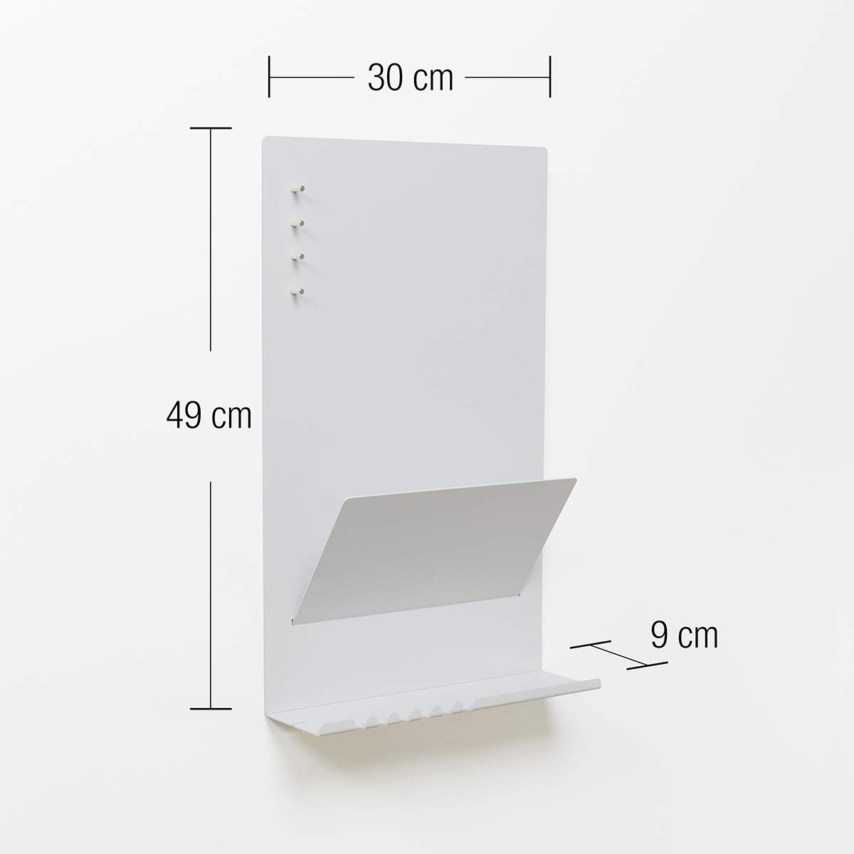 Organizer Da Parete Heke In Acciaio - 30x9x49 Cm, Con Ganci Chiavi, Lavagna Magnetica E Magneti, Per Organizzare Posta, Appunti E Oggetti Quotidiani, Colore Beige Rosso