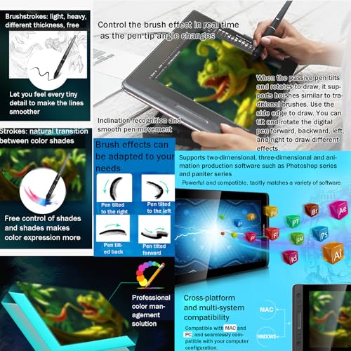 Tableta gráfica de 11,6 pulgadas con pantalla HD, lápiz sin batería y soporte ajustable 7