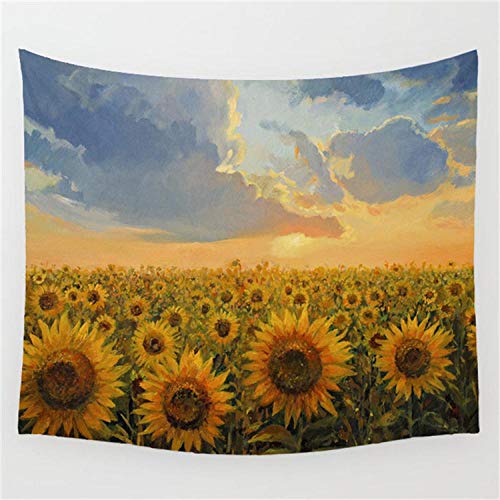 Preisvergleich Produktbild Gedruckte Polyester Tapferkeit Sonnenblumen Landschaft Tapisserie Wandaufhängung