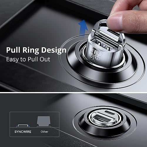 Image of USB C Car Charger Syncwire 90W [PD 45W & QC 45W] USB Car Charger Adapter Fast Charging [Super Mini & All Metal] Compatible with iPhone 15 /14 Pro Max Plus 13 12 Samsung S23 /S22 /21 Note 22, Pixel, iPad