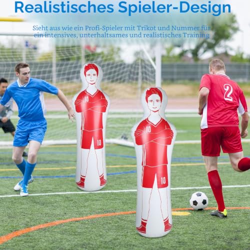 EFUTURETIME 160cm Aufblasbare Fußball Dummy aus PVC, Fußballtraining Dummy Trainingspuppe für Torwart Freistoßverteidiger Boxsack Fussball trainingszubehör für Kicks, Passübungen, Rot