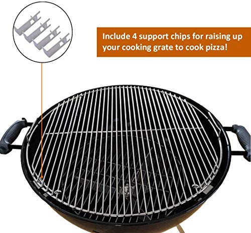Onlyfire Edelstahl PizzaRing Kit mit Drehspieß, Komplettpaket Pizzaofen Umbausatz (incl. Pizzastein, Pizza Schaufel) und Rotisserie Grillspieß für Weber 57 cm Kugelgrill und viele andere Modelle.