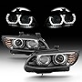AKKON - For 2007-2010 BMW 3-Series E93 E92 335i 328i 3D Halo LED Projector Headlights Pair [HID Xenon Type] LH+RH Pair