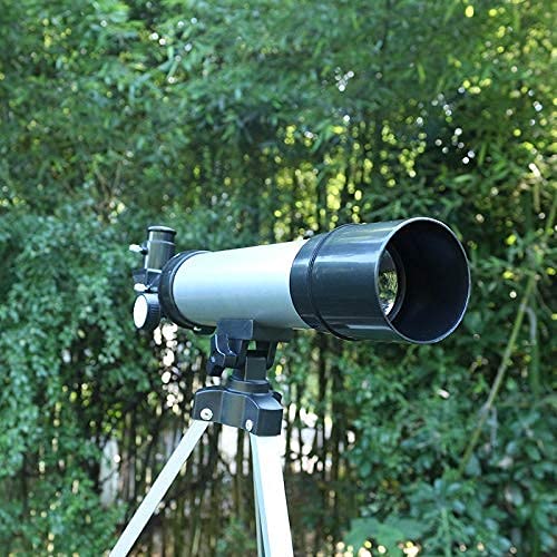 Telescopio astronómico con Zoom Profesional con trípode de Aluminio y buscador de Estrellas Ideal para Principiantes Adultos Niños Adolescentes Apertura 50 mm 90X Refractiva Profunda