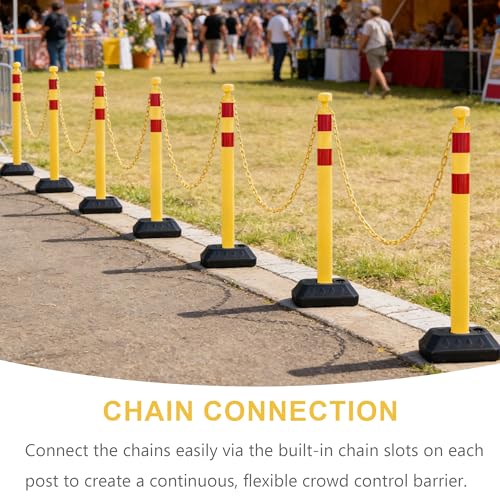Image of OrangeStar 6 Pack Traffic Delineator Posts, 40 inch Crowd Control Stanchions