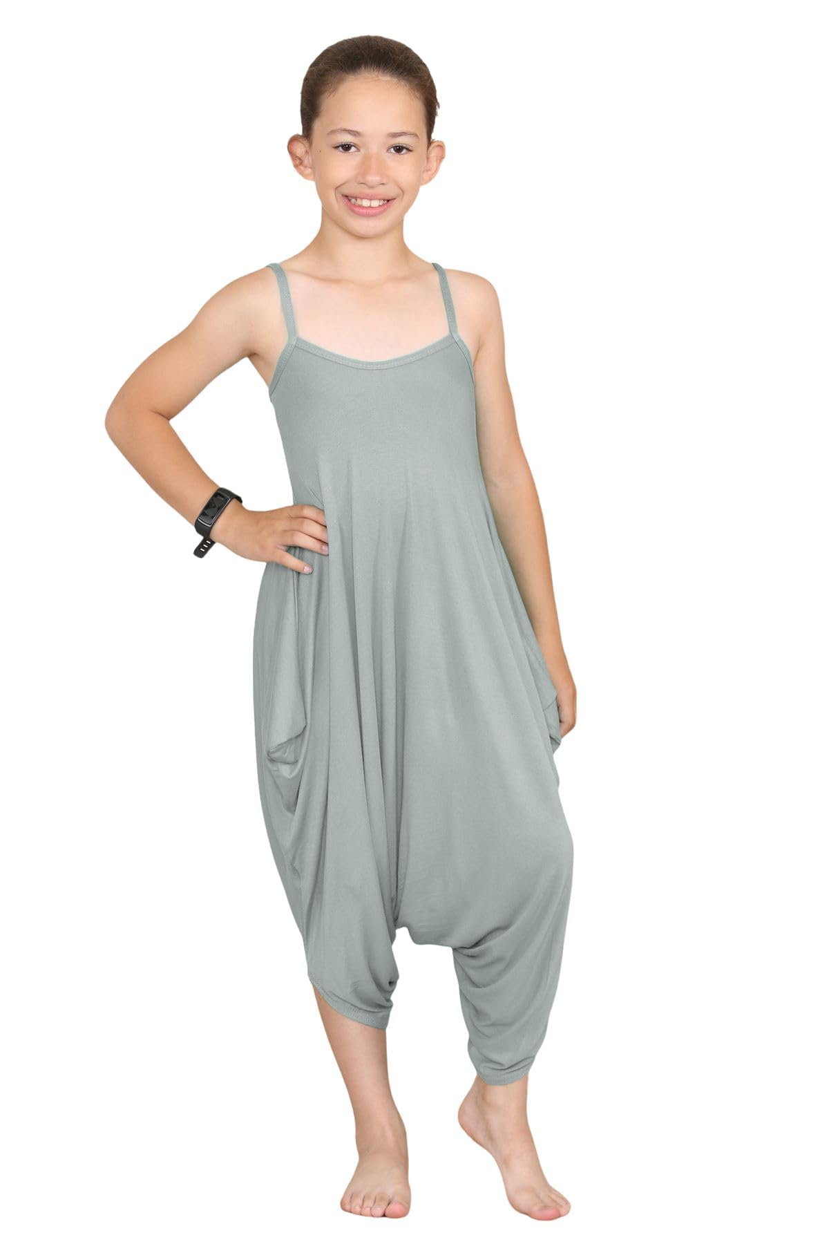 Hamishkane Girls Khaki New Kids Cami Jumpsuit Italian Drape Baggy Plain Lagenlook Romper Playsuit
