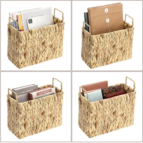 BSTKEY Natural Water Hyacinth Magazine File Holder with 2 Handles, Handwoven Newspapers Storage Basket Folder Mail Organizer Bin Tabletop Book Rack Holder for Home Office - Cosy Home Interiors BSTKEY Natural Water Hyacinth Magazine File Holder with 2 Handles, Handwoven Newspapers Storage Basket Folder Mail Organizer Bin Tabletop Book Rack Holder for Home Office - Image 7