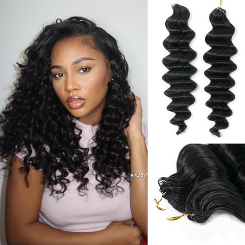 YWIGS Pre-Separated Human Crochet Hair Loose Deep Wave Crochet Hair Human Hair Knotless Crochet Human Hair Extensions 20 NC 100 Strands