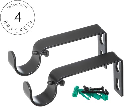 Miniatura 4 de Ivilon Drapery - Barra para cortina de ventana diseño de tapa al extremo 1 pulgada Color negro