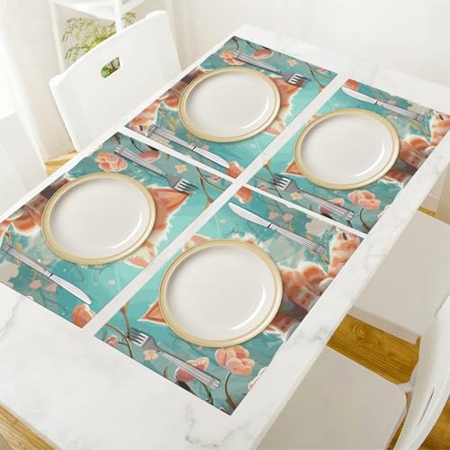 Set de table lavable antiderapant PVC motif chat mignon x4