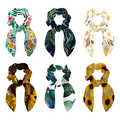 Lot de 6 chouchous pour cheveux avec nœud ruban | Idée cadeau parfaite pour femme et fille
