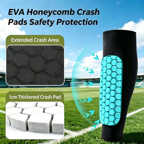 2 Pairs Shin Guards Soccer Kids,Soccer Shin Guards Youth for Boys Girls Protective Gear,Breathable Comfortable Support Compression Sleeve with Honeycomb Pads for Pickleball Football Ski MTB by Iertoumt - Image 6
