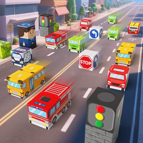 Image of City Traffic Magnetic Blocks Set,Child-Safe STEM Toys with Fully Encased Magnets Non-Toxic & Choking-Proof Travel Learning Gift for Ages 3-8 Car /Airplane Toddler Toy Birthday (49 PCS)